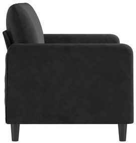 Sofá de 2 lugares veludo 120 cm preto