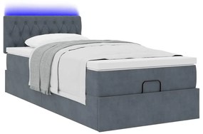Estrutura cama otomana colchão 90x190 cm veludo cinzento escuro