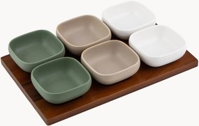 Taças para snacks de porcelana com tabuleiro Essentials, conjunto de 7
