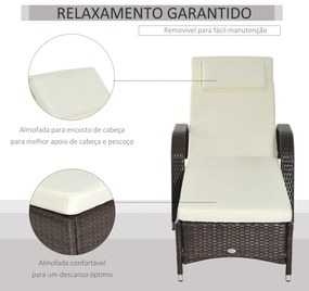 Espreguiçadeira de Vime Jardim Espreguiçadeira com Encosto Ajustável e