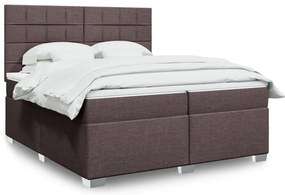 vidaXL Cama com molas/colchão 200x200 cm tecido castanho-escuro