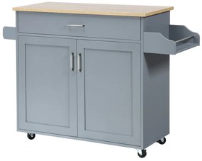Ilha de cozinha sobre rodas com gaveta e porta 116 x 40 x 85 cm