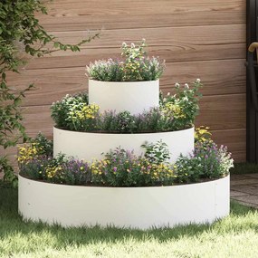 vidaXL Conjunto de Jardineiras em Aço Branco