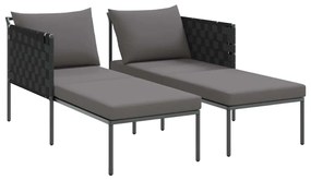 Espreguiçadeira com Almofadas para 2 Pessoas Antracite 115x153x69,5 cm