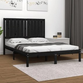 vidaXL Estrutura cama pequena casal 120x190 cm pinho maciço preto