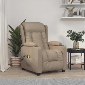 vidaXL Poltrona massagens reclinável elétrica couro artif. cappuccino
