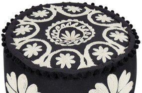 Pufe em algodão preto e branco 50 x 30 cm PATRI Beliani