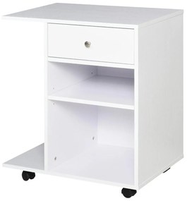 Vinsetto Armário para Impressora de Escritório Multifuncional com Rodas 2 Compartimentos Gaveta Suporte para CPU Prateleira Ajustável para Escritório 60x40x68,5cm Branco Listrado de Madeira