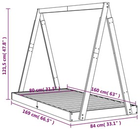 Estrutura de cama infantil 80x160 cm pinho maciço branco