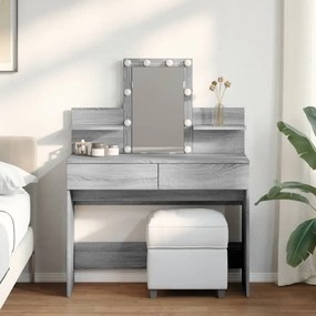 Toucador com LEDs 100x40x130 cm sonoma cinza