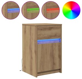 Criado-mudo LED 2 pcs carvalho artisiano 38 x 34 x 61 cm