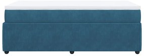 Cama com molas/colchão 100x200 cm veludo azul-escuro