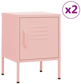 Mesas de cabeceira 2 pcs 35x35x51 cm aço rosa