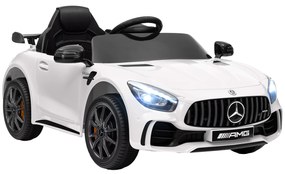 AIYAPLAY Carro Elétrico para Crianças Carro Mercedes-Benz AMG GTR com Bateria 12V Faróis  Buzina e Música 108x67x46 cm Branco | Aosom Portugal