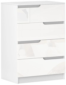 Cómoda com 4 Gavetas Cómoda de Dormitório Moderna com Sistema Anti-Tombo 60x40x85 cm Branco