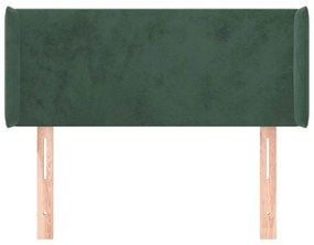 Cabeceira de cama c/ abas veludo 103x16x78/88cm verde-escuro