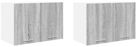 vidaXL Armário suspenso com porta Riga 2 pcs Cinza Sonoma e Branco