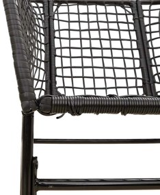 Conjunto de jantar jardim 5 peças vidro vime PE preto