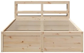 Estrutura cama c/ cabeceira 140x190 cm pinho maciço