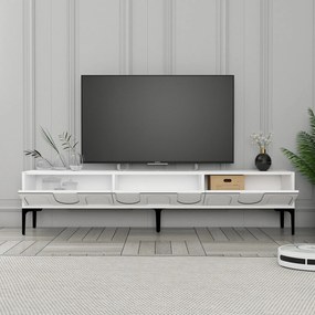 Móvel de TV "Lyon" – Branco e Preto – 180x42x35 cm – Design Moderno