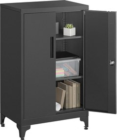 Armário arquivo escritório com 2 portas em aço 40 x 60 x 90 cm Preto