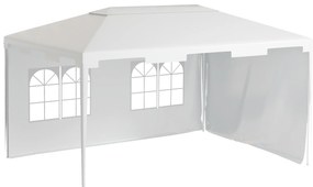 Outsunny Tenda de Jardim 395x295x255 cm Tenda de Exterior com 2 Paredes Laterais 2 Janelas Anti-UV para Pátio Varanda Branco