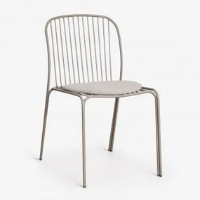 Pack De 2 Cadeiras De Jardim Em Aço Anerina Moka Brown & Cinzento Taupe Claro - Sklum