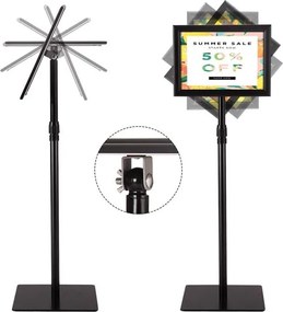 Expositor restaurantes, bares, cafés Ementas, Suporte metálico ajustável A4 Suporte de exposição de chão ajustável 73,5-118 cm Preto