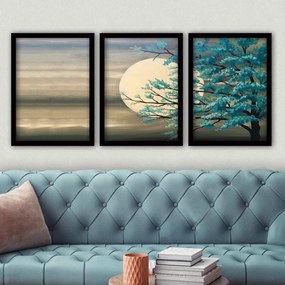 Pintura Decorativa em Moldura 3SC189 – Multicolor – 35 x 45 cm (3 Peça