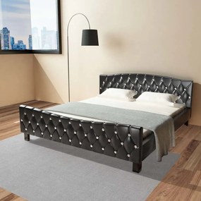 vidaXL Cama com colchão de memória 180x200 cm couro artificial preto