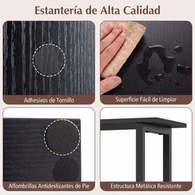 Estante de 5 prateleiras geométrica em forma de S com estrutura metálica e sistema anti-tombamento 38 x 23 x 147 cm Preta