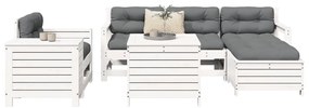 7 pcs conjunto de sofás para jardim pinho maciço branco