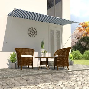 vidaXL Toldo retrátil 300x150 cm azul e branco