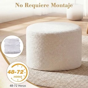 Pufe redondo 45 x 45 x 35 cm com enchimento de espuma, tecido com fio enrolado, capa removível e lavável, moderno, para apoiar os pés, sala de estar o