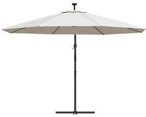 Guarda-sol cantilever c/ luzes LED e poste metal 350 cm areia