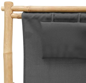 Cadeira de terraço de bambu e lona cinzento-escuro