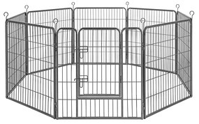 Cercadinho para animais de estimação FEANDREA com 8 painéis, gaiola de ferro para cães, cerca resistente para animais de estimação, cerca para parto de filhotes, dobrável e portátil, 77 x 80 cm, cinza PPK88G