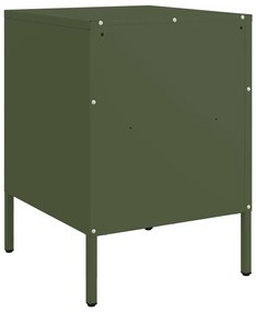 Mesas de cabeceira 2 pcs 36x39x50,5 cm aço verde azeitona