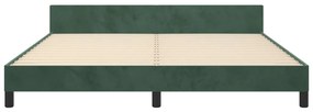 Estrutura de cama sem colchão 160x200 cm veludo verde-escuro