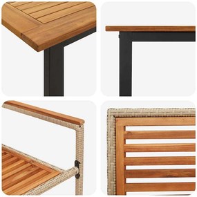Conjunto de Jantar para Jardim 9 pcs Bege 200 x 90 x 75 cm