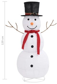 Boneco de neve decorativo com luz LED tecido de luxo 120 cm