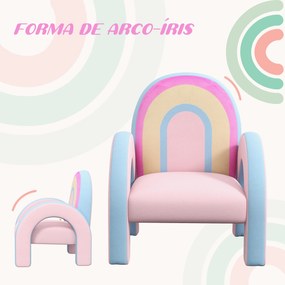 Poltrona para Crianças Pequenas em Forma de Arco Íris para Crianças de 1,5 a 5 Anos para Dormitório Sala de Estar kg 43x41x51 cm Rosa