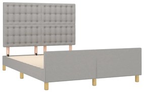 Estrutura de cama sem colchão 140x200 cm tecido cinzento-claro