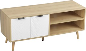 Móvel para televisão até 46 polegadas,110 x 39 x 48,8 cm branco e castanho natural