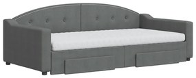 Sofá-cama c/ gavetão/gavetas 100x200 cm tecido cinzento-escuro