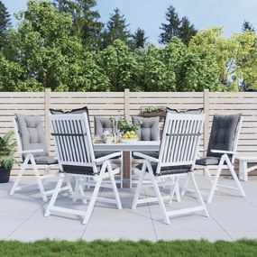 vidaXL Almofadões para cadeiras altas de jardim 6 pcs tecido cinzento