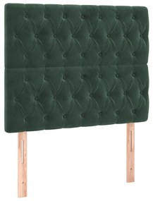 Cama com molas/colchão 90x200 cm veludo verde-escuro