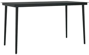 Conjunto de jantar jardim 5 peças almofadas vidro vime PE preto
