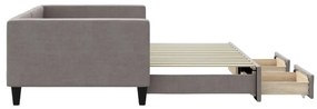 Sofá-cama c/ gavetão/gavetas 100x200cm tecido cinza-acastanhado