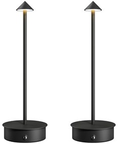 HOMCOM Conjunto de 2 Candeeiros de Mesa Recarregáveis por USB Reguláveis com Controlo Táctil 3000K/4500K/6500K Ø10x30 cm Preto | Aosom Portugal